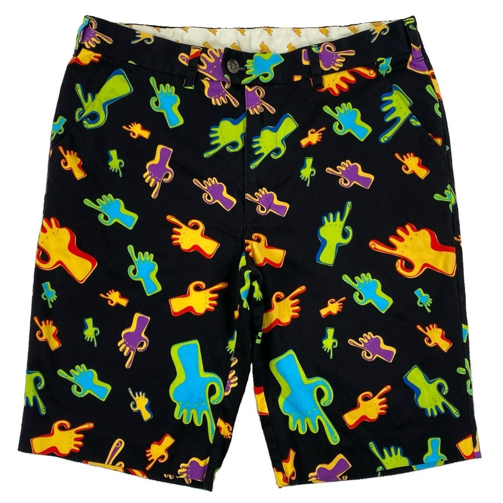 Loudmouth Golf Don't Fear The Finger Chino Shorts Men's 36 Read Description